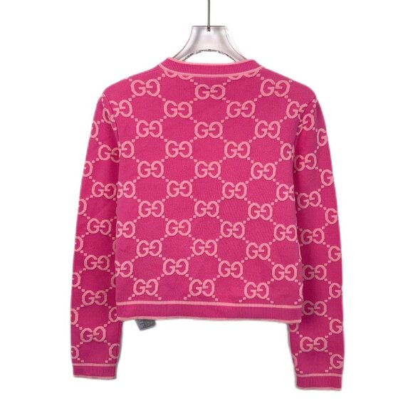 Gucci Womens Pink Wool GG Logo Cardigan - Picture 2 of 8